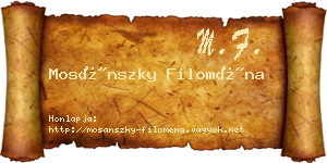 Mosánszky Filoména névjegykártya